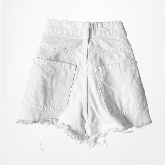 Zara White Distressed Destroyed High Waisted Denim Jean Shorts Size XS/S - Picture 7 of 8
